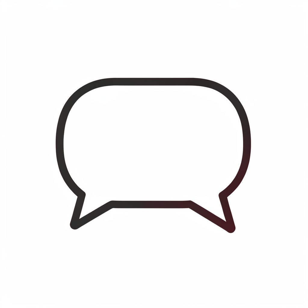 A simple line-art icon of a chat bubble in dark charcoal on white, rendered as a duotone.